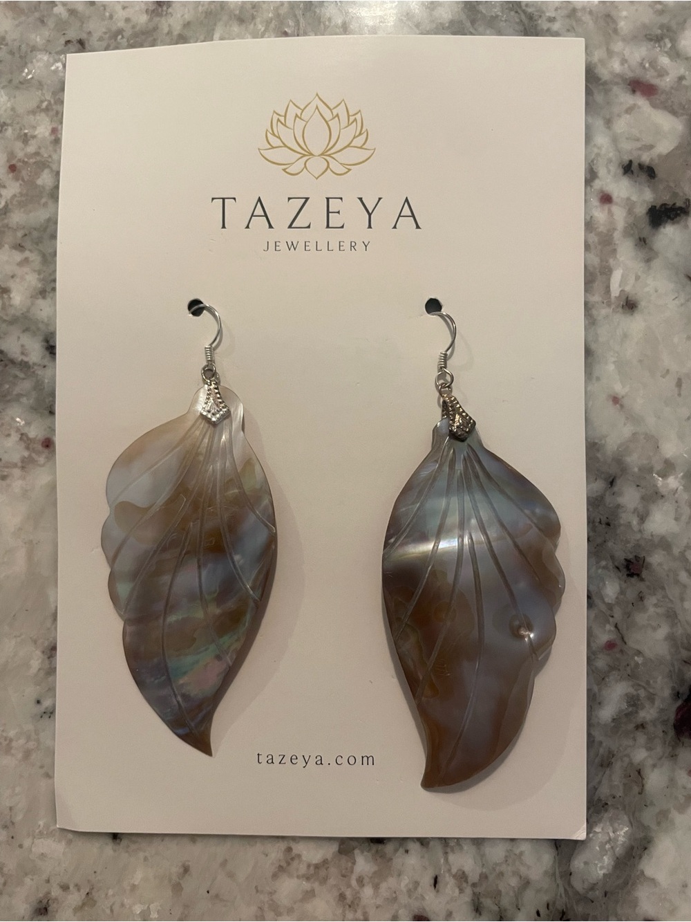 Tazeya Iridescent Leaf Drop Earrings - Brown/Gray